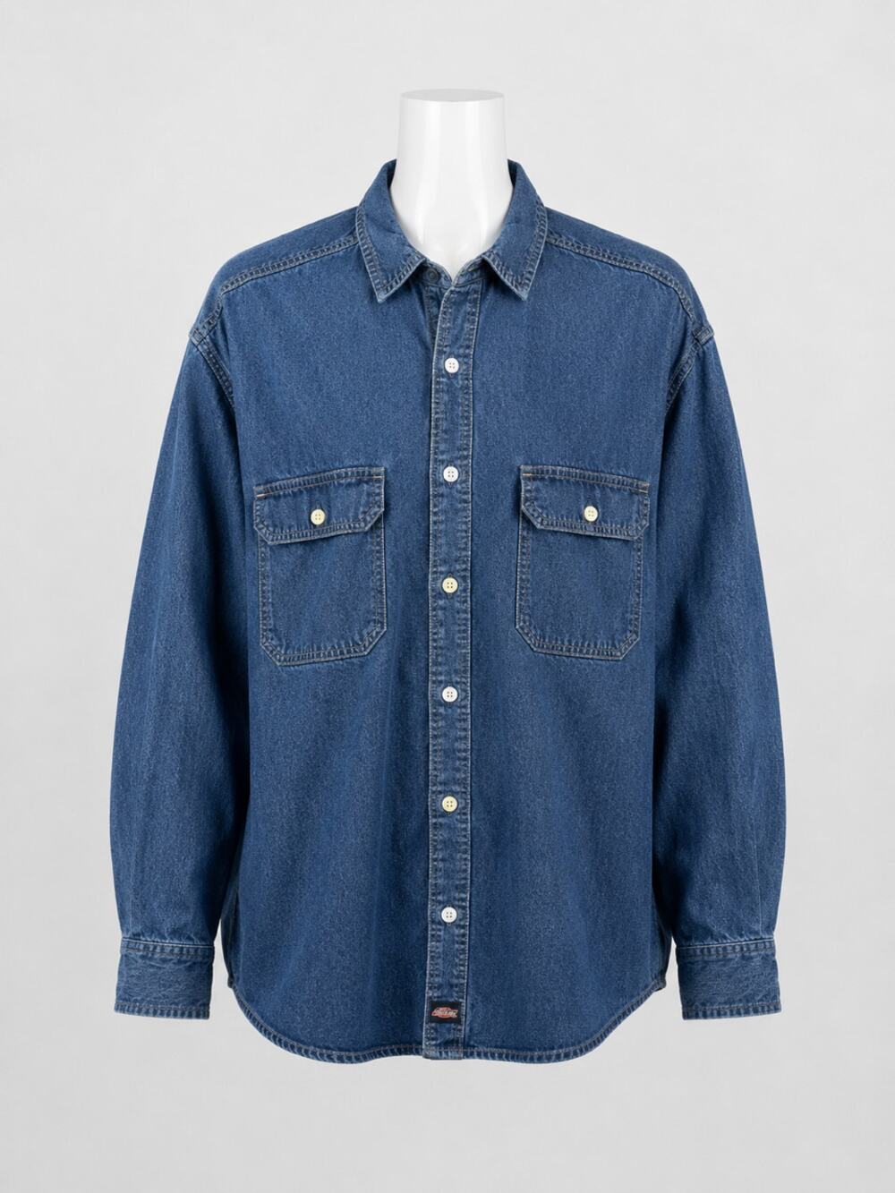 Denim Chambray Work Shirt Button Front Utility Pockets Dickies 3XL